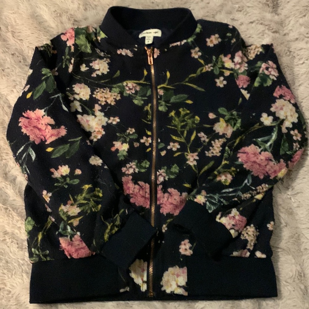 Cute flower zipper jacket